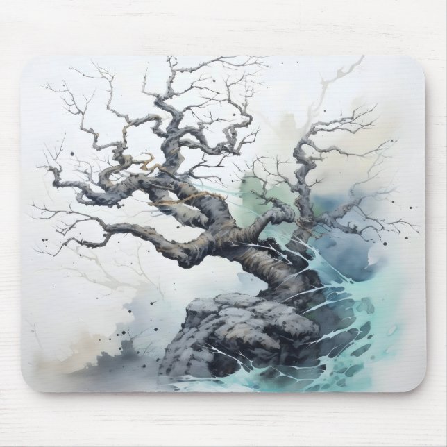 Tree Abstract Blue Mouse Pad (Front)