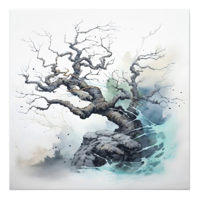 Tree Abstract Blue Photo Print (Front)
