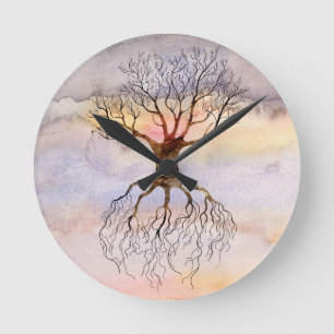 Tree Against The Sky Round Clock