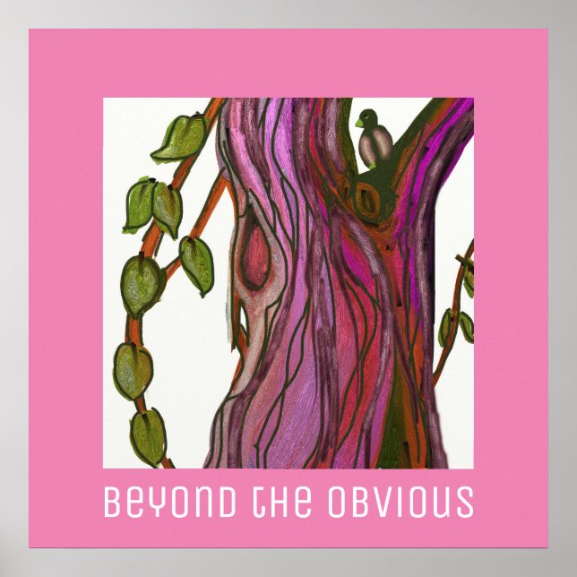 Tree and Bird Quote Purple and Green on White Poster (Front)