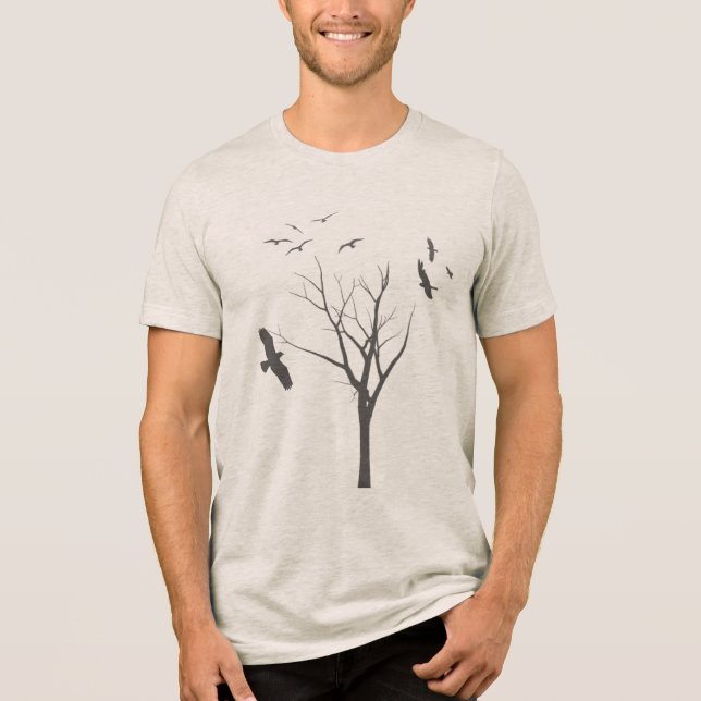 Tree and Birds - Mens T Shirt (Front)