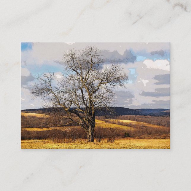 Tree and Distant Hills ATC Business Card (Front)