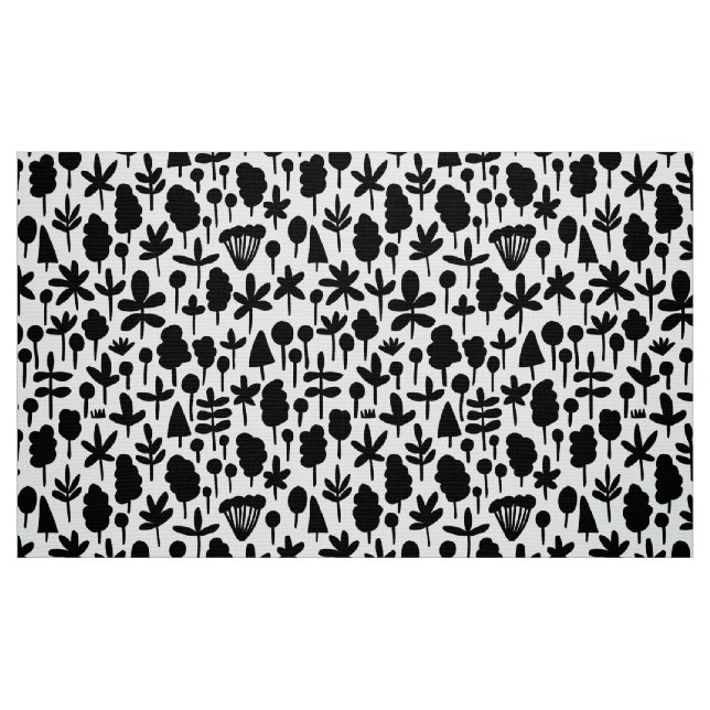 Tree and Leaf shape Pattern 051017 - Black Fabric (Fat Quarter)