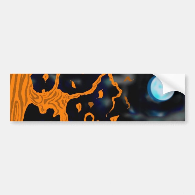 Tree and Moon Bumper Sticker (Front)