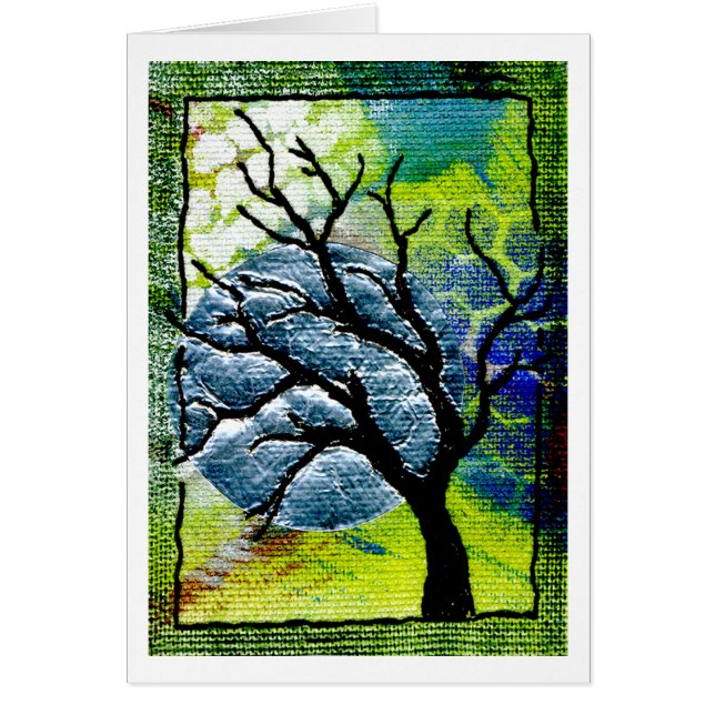 Tree and Moon Fibre Art (Front)