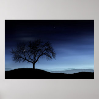 Tree and Moon Poster