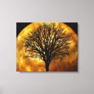 Tree and Moon Wrapped Canvas_Customizable Canvas Print