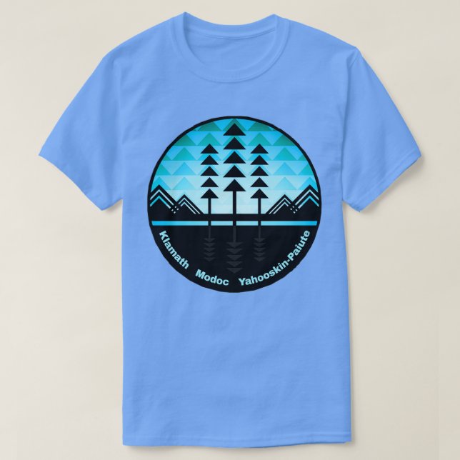 Tree and Mountain Design Klamath Tribes  T-Shirt (Design Front)