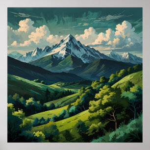 Tree and sky painting poster