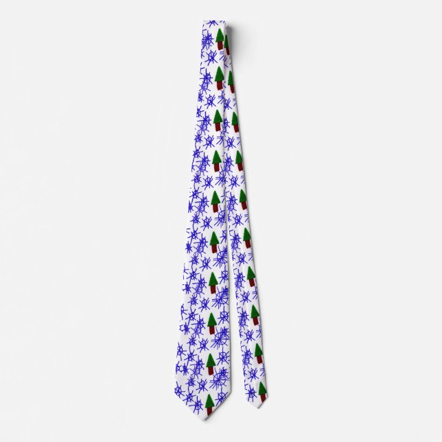 Tree and Snow Drawing Tie (Front)
