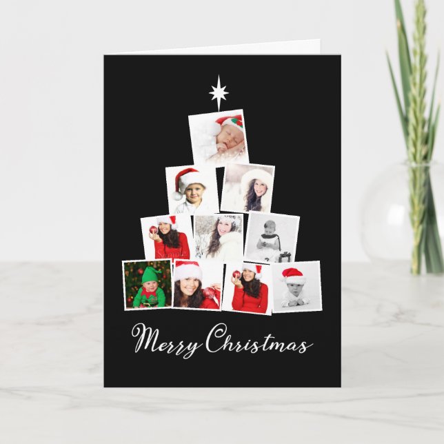 Tree and Star Personalised Christmas Holiday Card (Front)