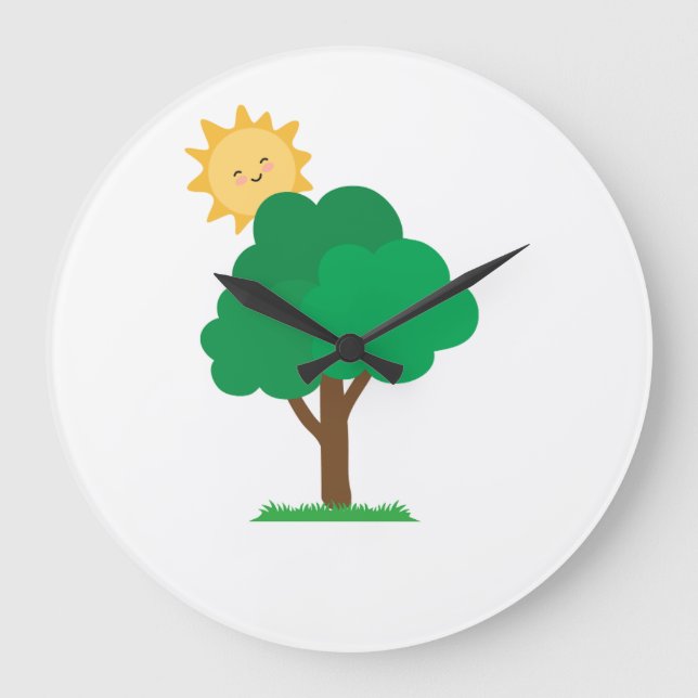 Tree and sun fun wall clock (Front)