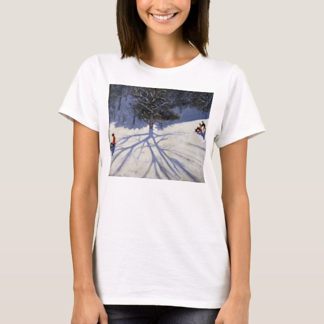 Tree and two tobogganers T-Shirt (Front)