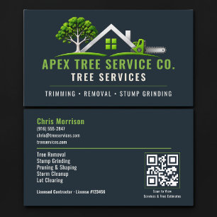 Tree Arborist QR Code Professional Services Business Card