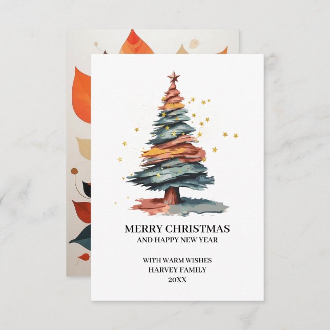 Tree Art Merry Christmas Thank You Card (Front/Back)