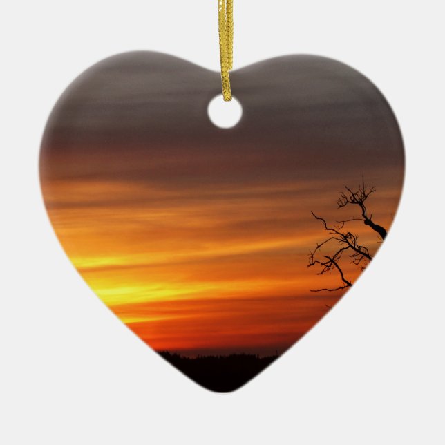 Tree At Sunset Ceramic Tree Decoration (Front)