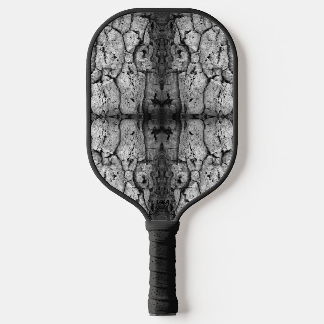 Tree Bark Black And White Photo Closeup Pattern Pickleball Paddle (Front)