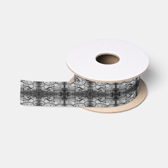 Tree Bark Black And White Photo Closeup Pattern Satin Ribbon (Spool)
