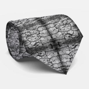 Tree Bark Black And White Photo Closeup Pattern Tie