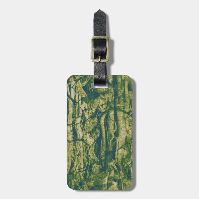 Tree bark camouflage pattern luggage tag (Front Vertical)