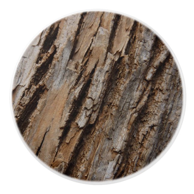Tree Bark I Natural Abstract Textured Design Ceramic Knob (Front)