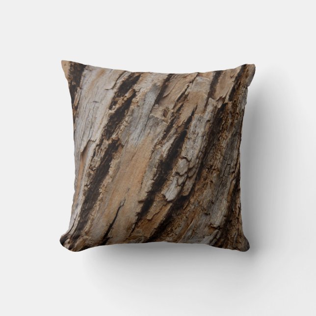 Tree Bark I Natural Abstract Textured Design Cushion (Front)