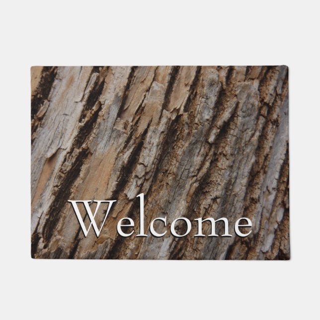 Tree Bark I Natural Abstract Textured Design Doormat (Front)