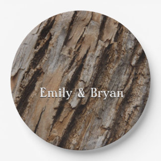 Tree Bark I Natural Abstract Textured Design Paper Plate