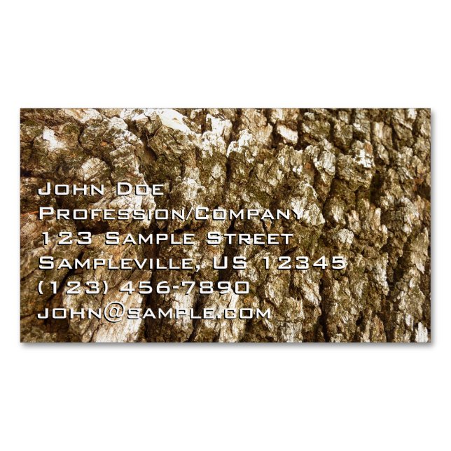 Tree Bark II Natural Textured Design Magnetic Business Card (Front)