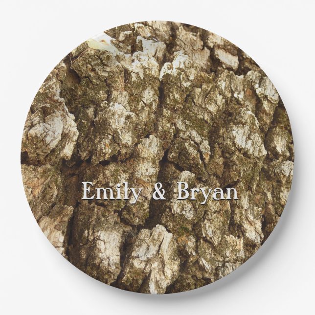 Tree Bark II Natural Textured Design Paper Plate (Front)