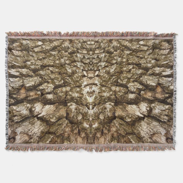 Tree Bark II Natural Textured Design Throw Blanket (Front)