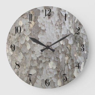 Tree bark pattern classic round sticker large clock
