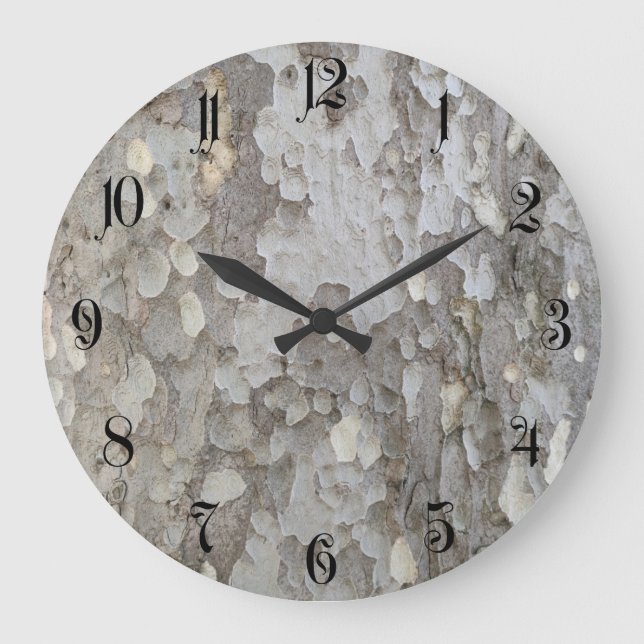 Tree bark pattern classic round sticker large clock (Front)