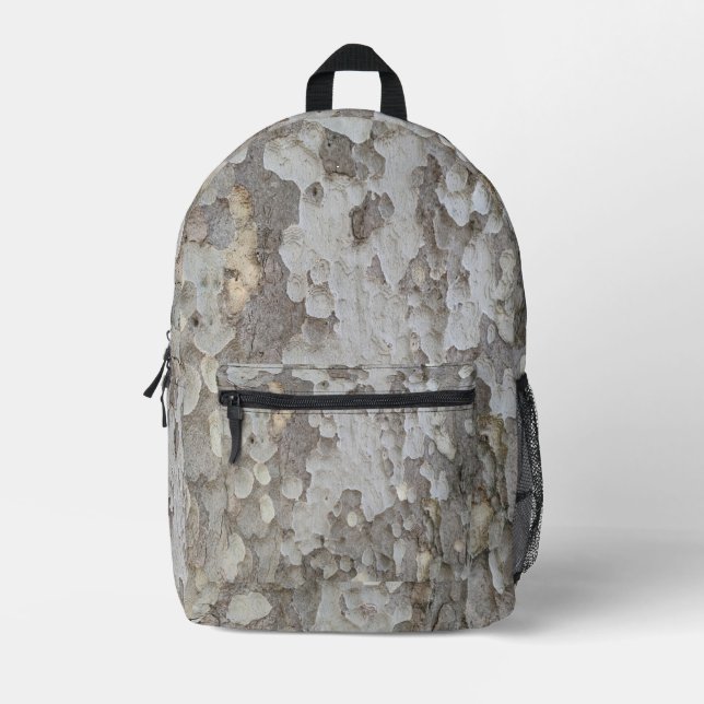 Tree bark pattern classic round sticker printed backpack (Front)