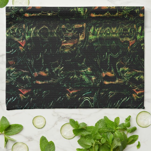 Tree bark under green hammered glass tea towel (Folded)