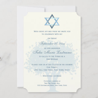 Tree Bat Mitzvah Silhouette Invitation