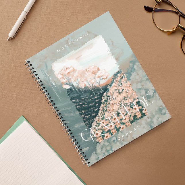 Tree Blossom Field Personalised Gratitude Journal (Tree Blossom Field Personalized Gratitude Journal Notebook)