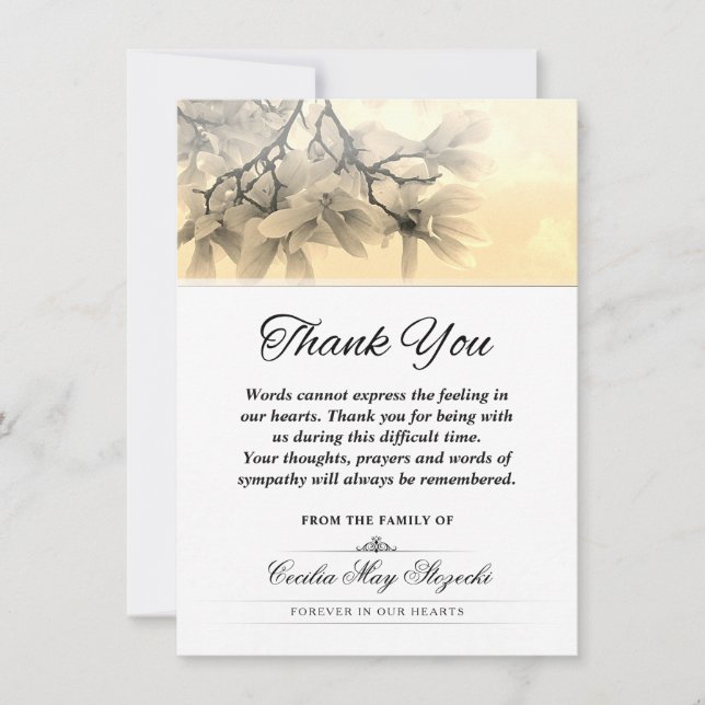 Tree Blossom Thank You Sympathy Funeral Expression (Front)
