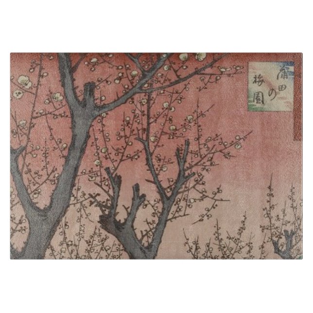 Tree Blossoms Plum Garden Japanese Cutting Board (Front)