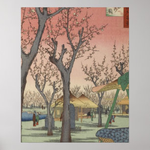 Tree Blossoms Plum Garden Japanese Woodblock Poster
