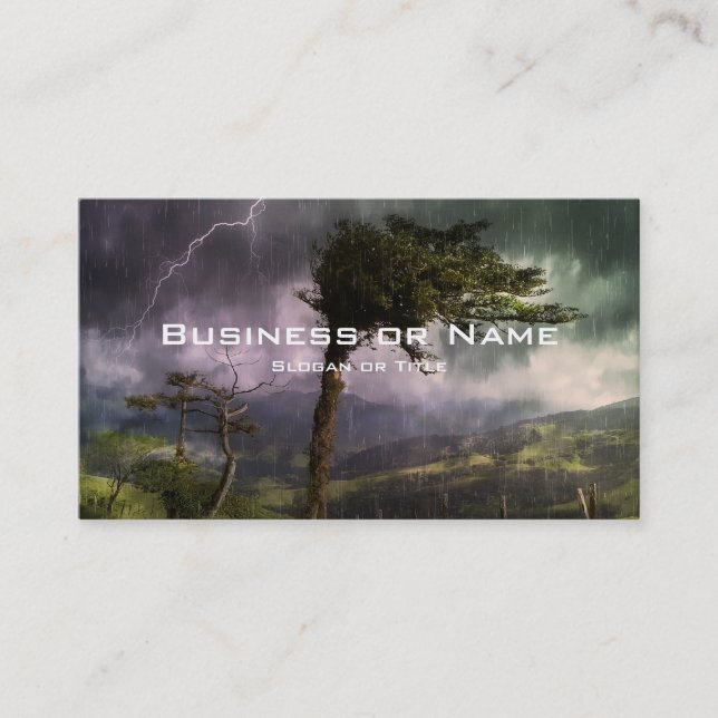 Tree Blowing in the Wind During a Thunder Storm Business Card (Front)