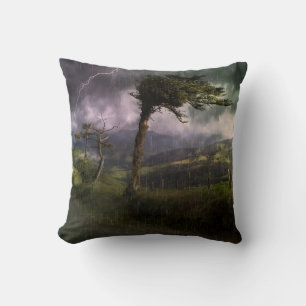 Tree Blowing in the Wind During a Thunder Storm Cushion