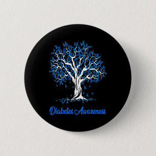 Tree Blue Ribbon Diabetes Awareness  6 Cm Round Badge