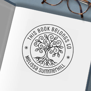 Tree Bookplate Round Self-inking Stamp