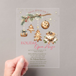 Tree Branch,Ornaments,Coffee,Stars Open House  Acrylic Invitations