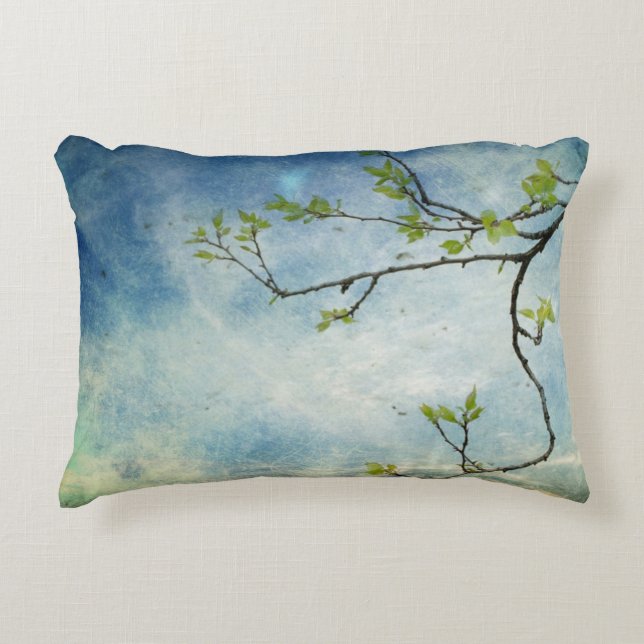 Tree Branch Over Textured Sky Decorative Cushion (Front)