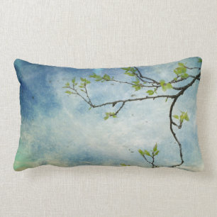 Tree Branch Over Textured Sky Lumbar Cushion