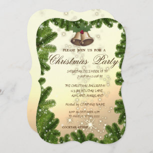 Tree Branches,Bell,Company Christmas Party Invitation
