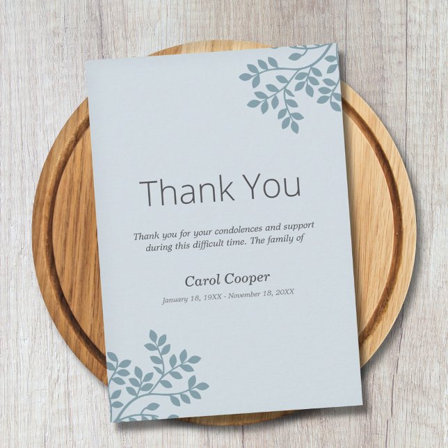 Tree Branches - Blue-green Funeral Thank You Card (Tree Branches - Blue-green Funeral Thank You Card)
