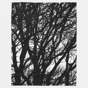 Tree Branches in Winter High Contrast Fleece Blanket